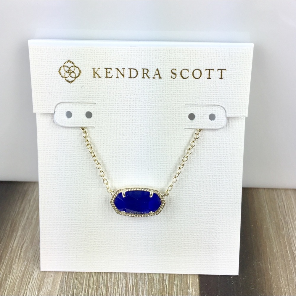 Kendra Scott Elisa cobalt blue gold necklace